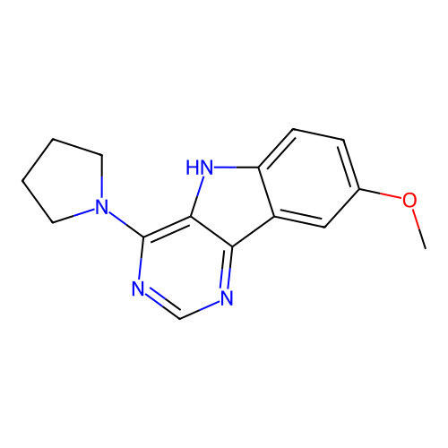 8-methoxy-4-(pyrrolidin-1-yl)-5H-pyrimido[5,4-b]indole structure