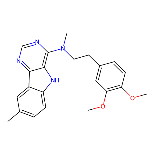 N-[2-(3,4-dimethoxyphenyl)ethyl]-N,8-dimethyl-5H-pyrimido[5,4-b]indol-4-amine structure