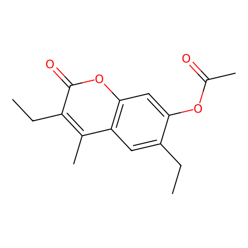 3,6-diethyl-4-methyl-2-oxo-2H-chromen-7-yl acetate structure