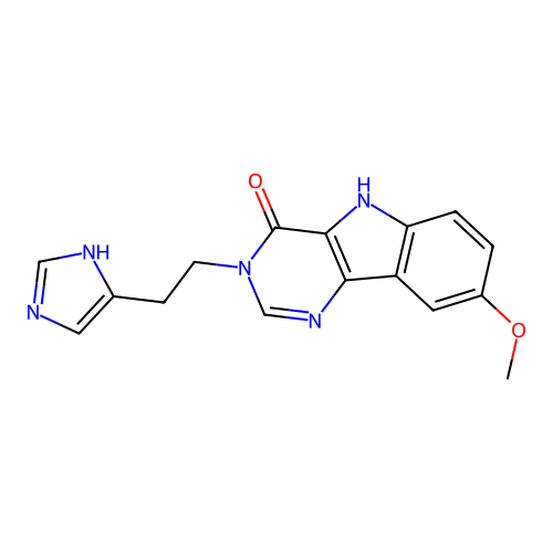 3-(2-(1H-imidazol-4-yl)ethyl)-8-methoxy-3H-pyrimido[5,4-b]indol-4(5H)-one structure