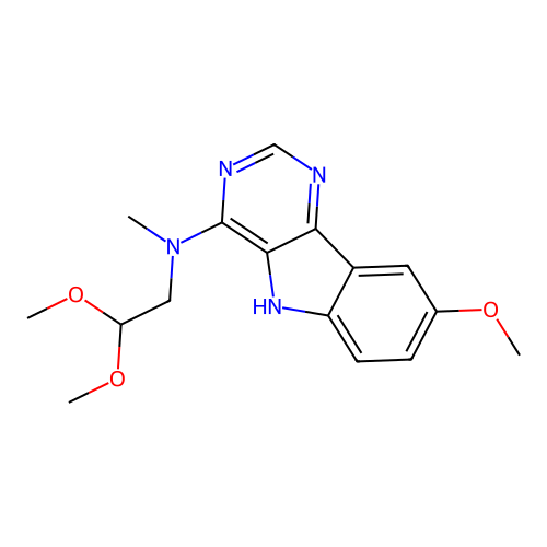 N-(2,2-dimethoxyethyl)-8-methoxy-N-methyl-5H-pyrimido[5,4-b]indol-4-amine structure
