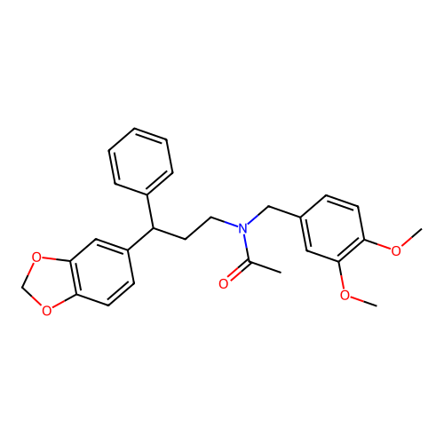N-[3-(1,3-benzodioxol-5-yl)-3-phenylpropyl]-N-(3,4-dimethoxybenzyl)acetamide structure