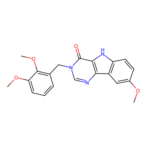 3-(2,3-dimethoxybenzyl)-8-methoxy-3H-pyrimido[5,4-b]indol-4(5H)-one structure