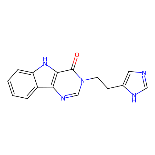 3-(2-(1H-imidazol-4-yl)ethyl)-3H-pyrimido[5,4-b]indol-4(5H)-one structure