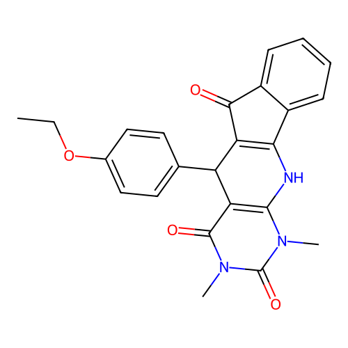 5-(4-ethoxyphenyl)-1,3-dimethyl-5,11-dihydro-1H-indeno[2',1':5,6]pyrido[2,3-d]pyrimidine-2,4,6(3H)-trione structure