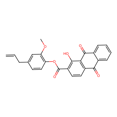 (2-methoxy-4-prop-2-enylphenyl) 1-hydroxy-9,10-dioxoanthracene-2-carboxylate structure