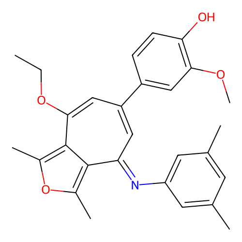 (4Z)-4-[8-(3,5-dimethylanilino)-4-ethoxy-1,3-dimethylcyclohepta[c]furan-6-ylidene]-2-methoxycyclohexa-2,5-dien-1-one structure