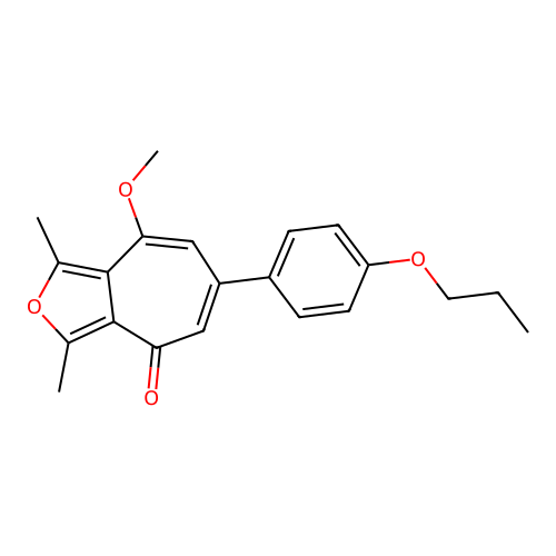 8-methoxy-1,3-dimethyl-6-(4-propoxyphenyl)-4H-cyclohepta[c]furan-4-one structure