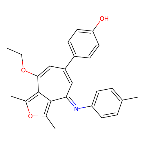 (E)-4-(8-ethoxy-1,3-dimethyl-4-(p-tolylimino)-4H-cyclohepta[c]furan-6-yl)phenol structure