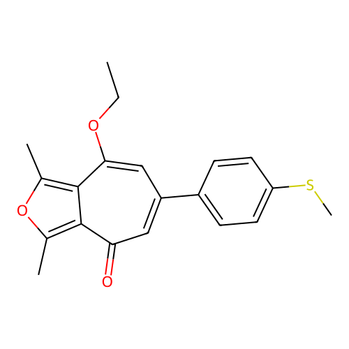 8-ethoxy-1,3-dimethyl-6-(4-(methylthio)phenyl)-4H-cyclohepta[c]furan-4-one structure