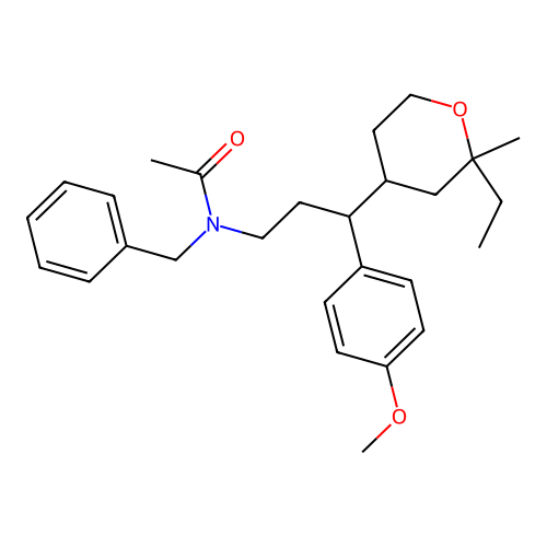 N-benzyl-N-[3-(2-ethyl-2-methyloxan-4-yl)-3-(4-methoxyphenyl)propyl]acetamide structure