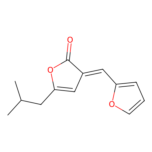 (E)-3-(furan-2-ylmethylene)-5-isobutylfuran-2(3H)-one structure