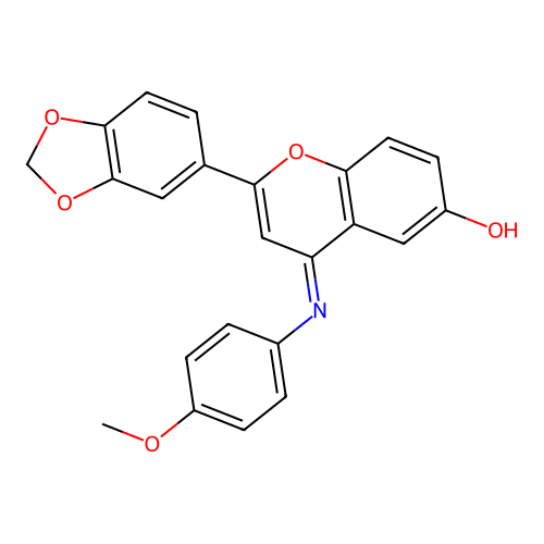 (Z)-2-(benzo[d][1,3]dioxol-5-yl)-4-((4-methoxyphenyl)imino)-4H-chromen-6-ol structure