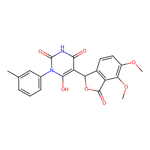 5-(4,5-dimethoxy-3-oxo-1,3-dihydroisobenzofuran-1-yl)-6-hydroxy-1-(m-tolyl)pyrimidine-2,4(1H,3H)-dione structure