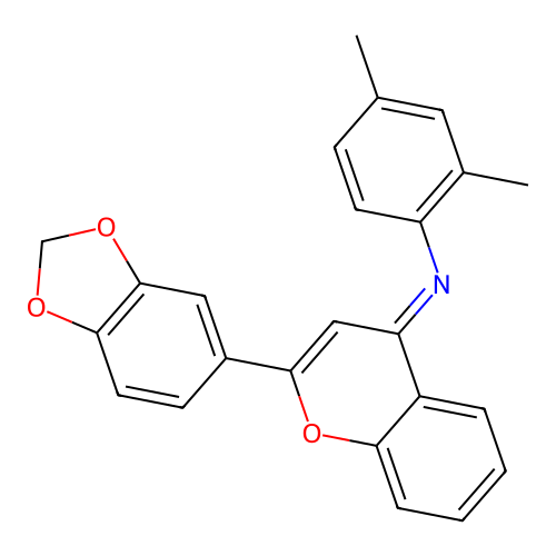 (E)-N-(2-(benzo[d][1,3]dioxol-5-yl)-4H-chromen-4-ylidene)-2,4-dimethylaniline structure