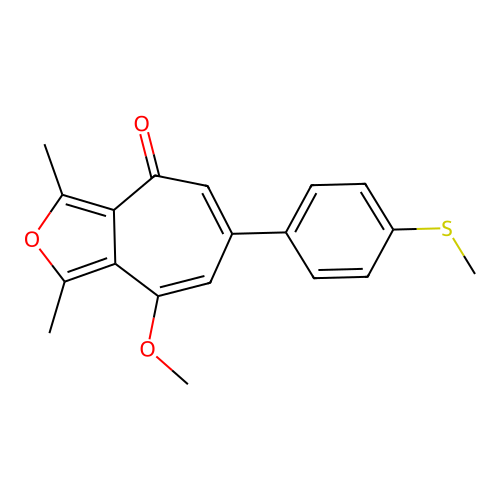8-methoxy-1,3-dimethyl-6-[4-(methylsulfanyl)phenyl]-4H-cyclohepta[c]furan-4-one structure