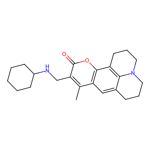 10-((cyclohexylamino)methyl)-9-methyl-2,3,6,7-tetrahydro-1H-pyrano[2,3-f]pyrido[3,2,1-ij]quinolin-11(5H)-one structure