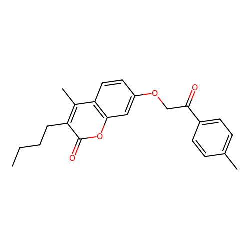 3-butyl-4-methyl-7-(2-oxo-2-(p-tolyl)ethoxy)-2H-chromen-2-one structure