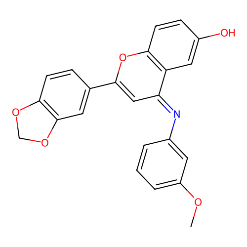 (Z)-2-(benzo[d][1,3]dioxol-5-yl)-4-((3-methoxyphenyl)imino)-4H-chromen-6-ol structure