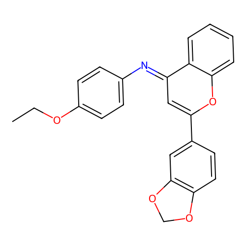 (E)-N-(2-(benzo[d][1,3]dioxol-5-yl)-4H-chromen-4-ylidene)-4-ethoxyaniline structure