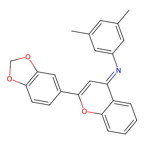 (E)-N-(2-(benzo[d][1,3]dioxol-5-yl)-4H-chromen-4-ylidene)-3,5-dimethylaniline structure