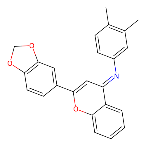 (E)-N-(2-(benzo[d][1,3]dioxol-5-yl)-4H-chromen-4-ylidene)-3,4-dimethylaniline structure