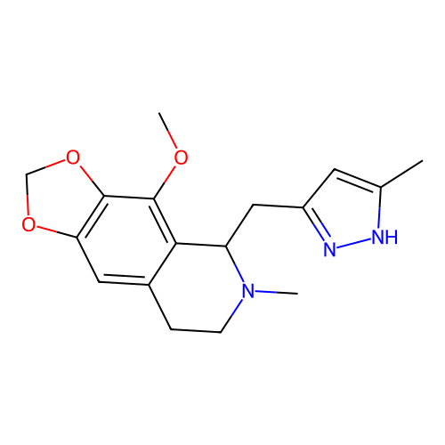4-methoxy-6-methyl-5-(3-methyl-1h-5-pyrazolylmethyl)-5,6,7,8-tetrahydro-[1,3]dioxolo[4,5-g]isoquinoline structure