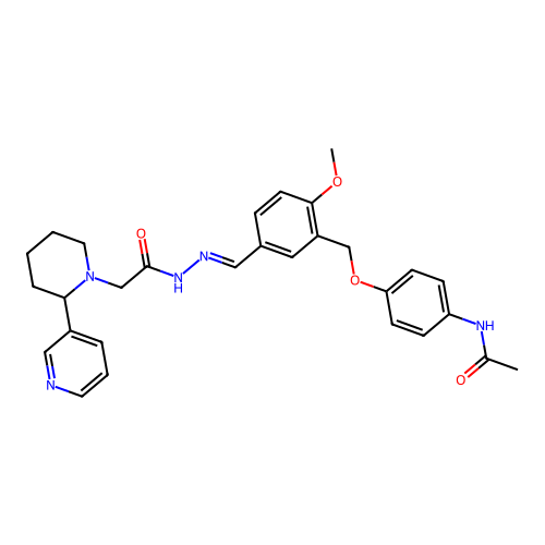 N-(4-((2-methoxy-5-((2-(2-(2-(pyridin-3-yl)piperidin-1-yl)acetyl)hydrazono)methyl)benzyl)oxy)phenyl)acetamide structure