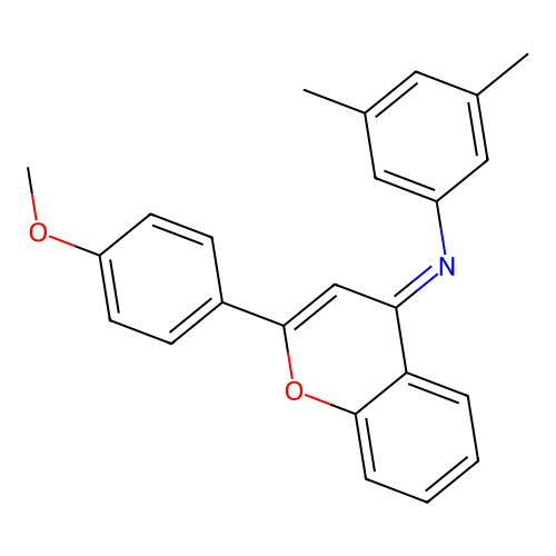 (E)-N-(2-(4-methoxyphenyl)-4H-chromen-4-ylidene)-3,5-dimethylaniline structure