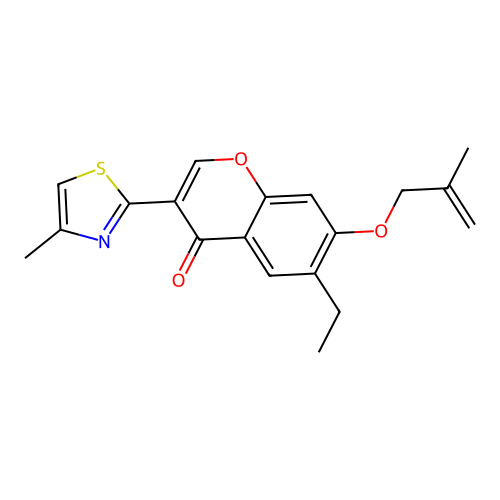 6-ethyl-7-((2-methylallyl)oxy)-3-(4-methylthiazol-2-yl)-4H-chromen-4-one structure