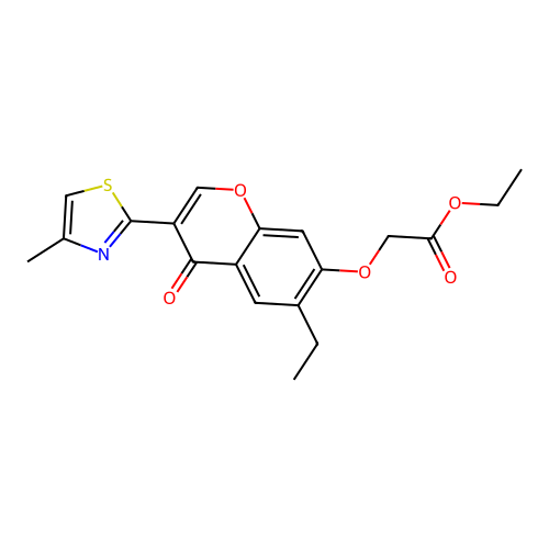 ethyl 2-((6-ethyl-3-(4-methylthiazol-2-yl)-4-oxo-4H-chromen-7-yl)oxy)acetate structure