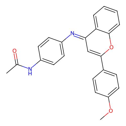 (E)-N-(4-((2-(4-methoxyphenyl)-4H-chromen-4-ylidene)amino)phenyl)acetamide structure
