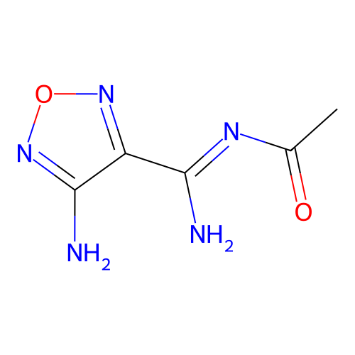 N-[(Z)-amino(4-amino-1,2,5-oxadiazol-3-yl)methylidene]acetamide structure