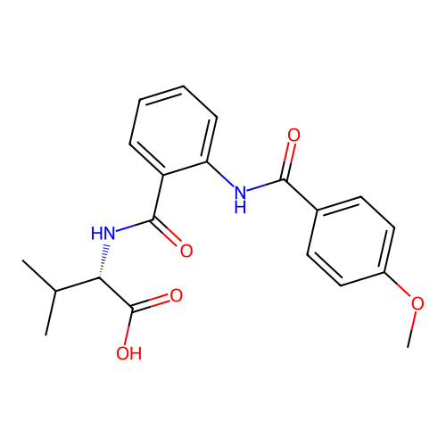 (S)-2-(2-(4-methoxybenzamido)benzamido)-3-methylbutanoic acid structure