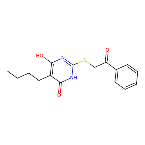 2-[(5-Butyl-4,6-dihydroxypyrimidin-2-yl)sulfanyl]-1-phenylethanone structure
