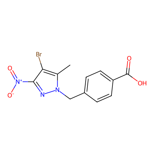 4-[(4-Bromo-5-methyl-3-nitropyrazol-1-yl)methyl]benzoic acid structure