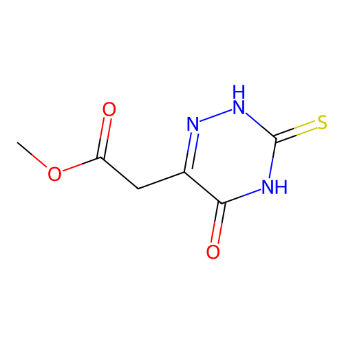 Methyl (5-oxo-3-sulfanyl-2,5-dihydro-1,2,4-triazin-6-yl)acetate structure