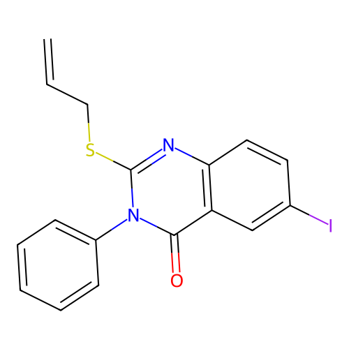 6-iodo-3-phenyl-2-(prop-2-en-1-ylsulfanyl)quinazolin-4(3H)-one structure