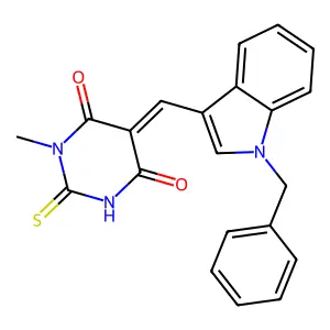 Dihydro-1-methyl-5-[[1-(phenylmethyl)-1H-indol-3-yl]methylene]-2-thioxo-4,6(1H,5H)-pyrimidinedione structure
