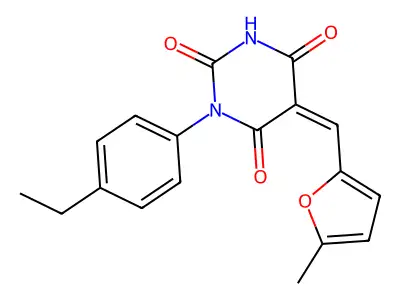 (5Z)-1-(4-ethylphenyl)-5-[(5-methylfuran-2-yl)methylidene]-1,3-diazinane-2,4,6-trione structure