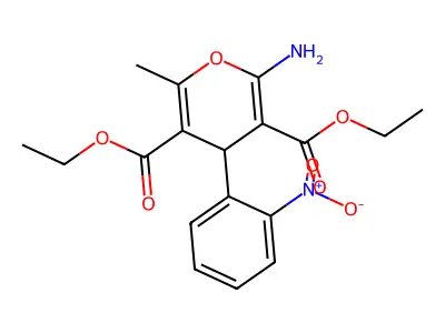 3,5-Diethyl 2-amino-6-methyl-4-(2-nitrophenyl)-4H-pyran-3,5-dicarboxylate structure