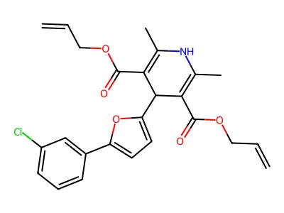 3,5-bis(prop-2-en-1-yl) 4-[5-(3-chlorophenyl)furan-2-yl]-2,6-dimethyl-1,4-dihydropyridine-3,5-dicarboxylate structure