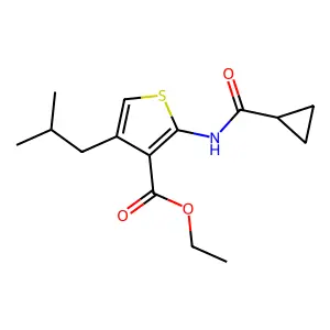 Ethyl 2-[(cyclopropylcarbonyl)amino]-4-isobutylthiophene-3-carboxylate structure