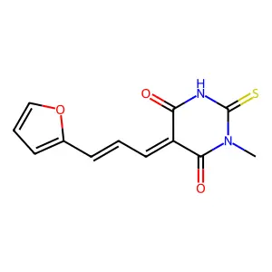 5-[(E)-3-Furan-2-yl-prop-2-en-(E)-ylidene]-1-methyl-2-thioxo-dihydro-pyrimidine-4,6-dione structure