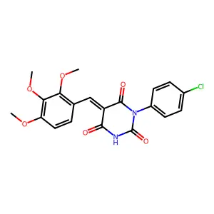 (5Z)-1-(4-chlorophenyl)-5-(2,3,4-trimethoxybenzylidene)pyrimidine-2,4,6(1H,3H,5H)-trione structure