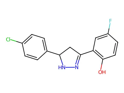 2-(5-(4-chlorophenyl)-4,5-dihydro-1H-pyrazol-3-yl)-4-fluorophenol structure