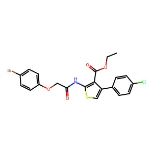 ET 2-(((4-Bromophenoxy)acetyl)amino)-4-(4-chlorophenyl)-3-thiophenecarboxylate structure