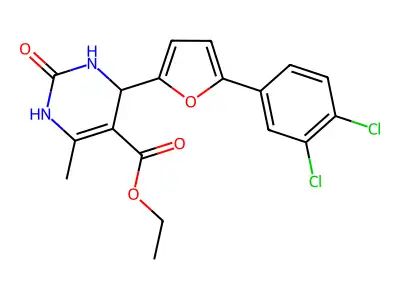 ethyl 4-[5-(3,4-dichlorophenyl)furan-2-yl]-6-methyl-2-oxo-1,2,3,4-tetrahydropyrimidine-5-carboxylate structure