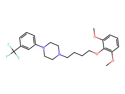 1-[4-(2,6-Dimethoxyphenoxy)butyl]-4-[3-(trifluoromethyl)phenyl]piperazine structure