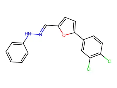 N-[[5-(3,4-dichlorophenyl)furan-2-yl]methylideneamino]aniline structure